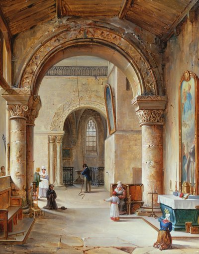 Interno di una chiesa in Normandia, 1832 da Jean Baptiste Messager